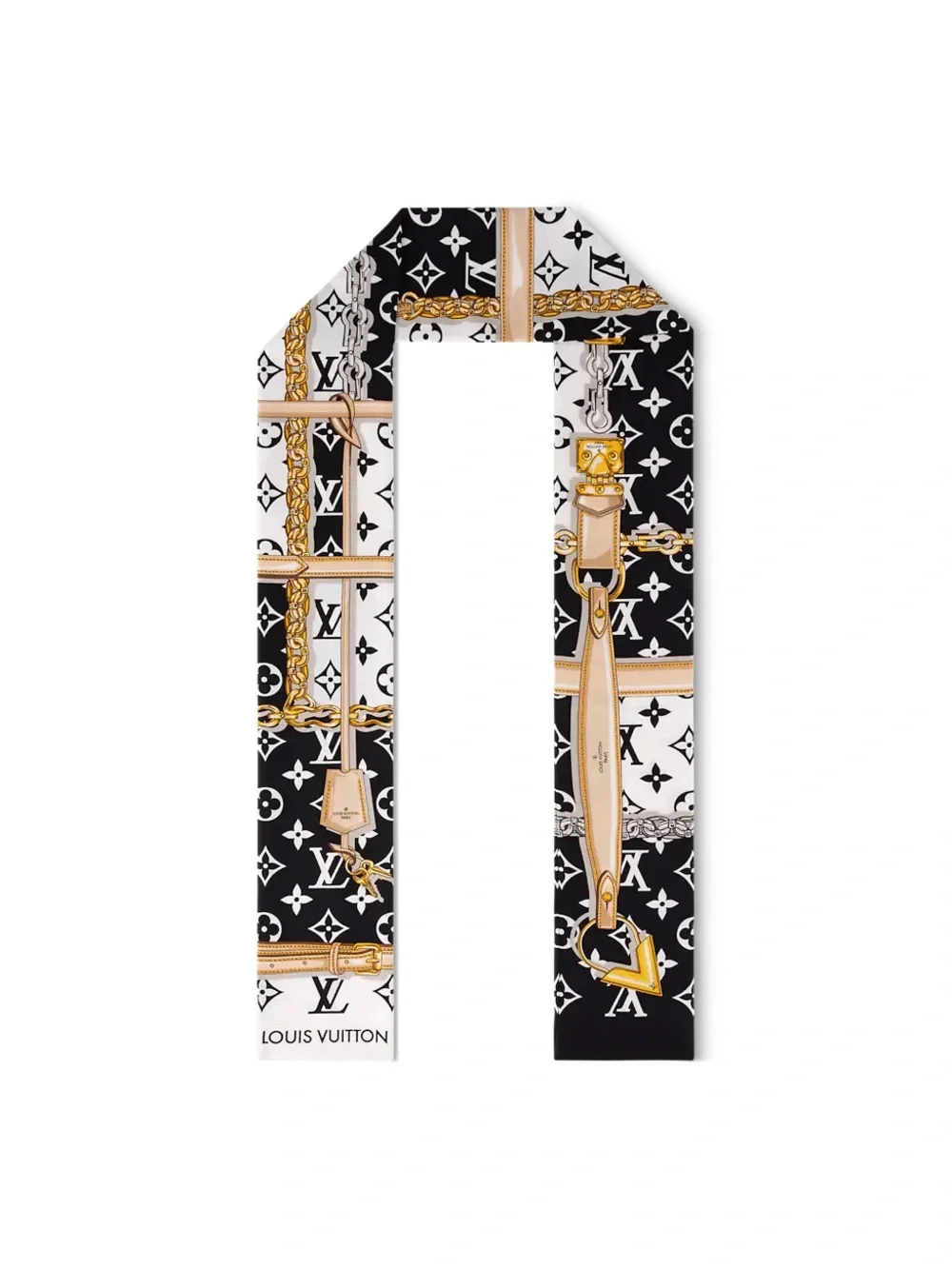 Louis Vuitton Black & White Monogram Confidential Bandeau Scarf
